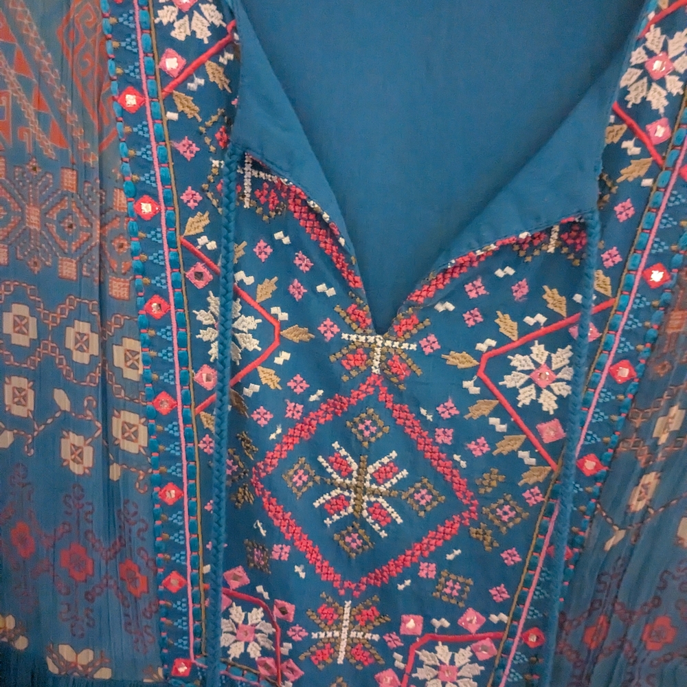 Soft Surroundings Blue and Red Maxi Dress